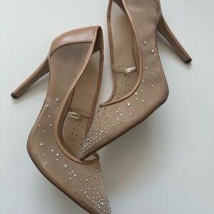 Jessica Simpson "Pylise" Rhinestone Mesh Pumps Nude